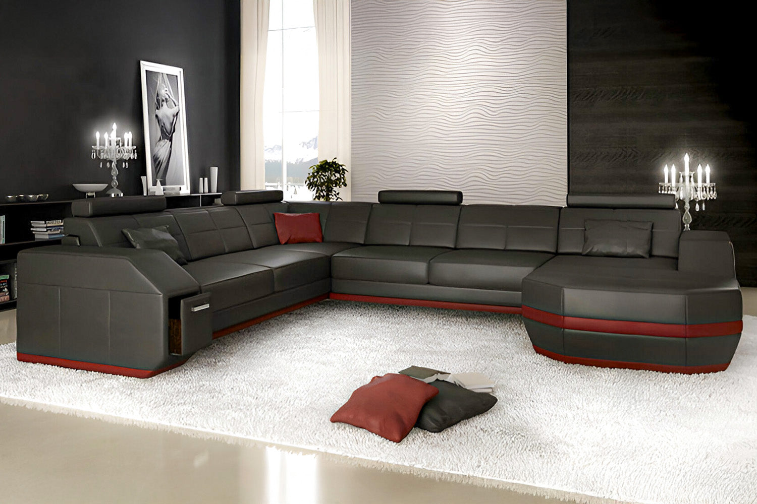 Jonas [S] Leder Wohnlandschaft U-Ottomane