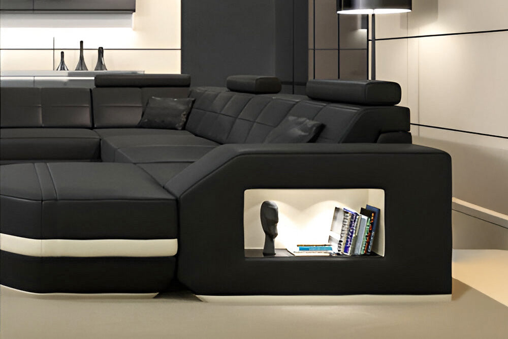 Jonas [S] Leder Wohnlandschaft U-Ottomane