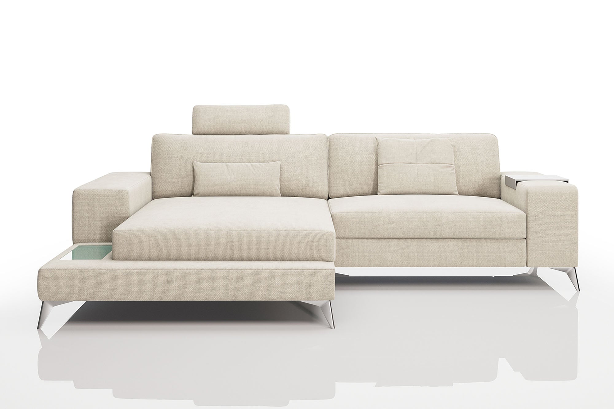 Maximilian IV [S] Kleines Stoffsofa mit Ottomane