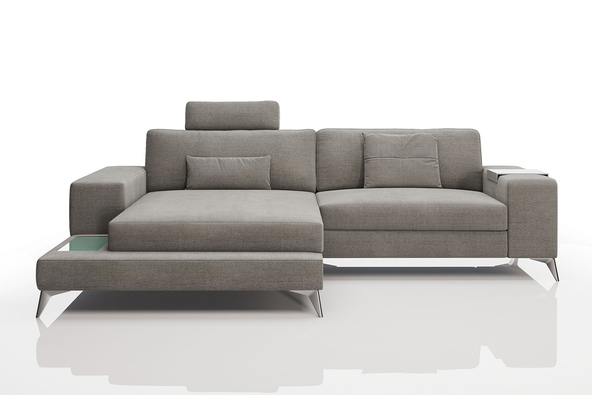 Maximilian IV [S] Kleines Stoffsofa mit Ottomane
