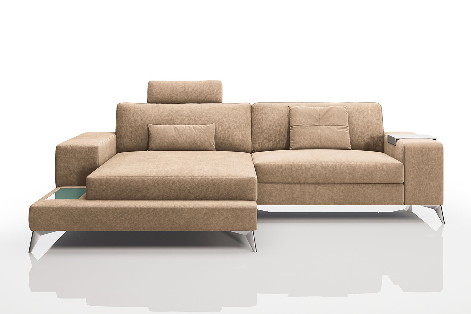 Maximilian IV [S] Kleines Stoffsofa mit Ottomane
