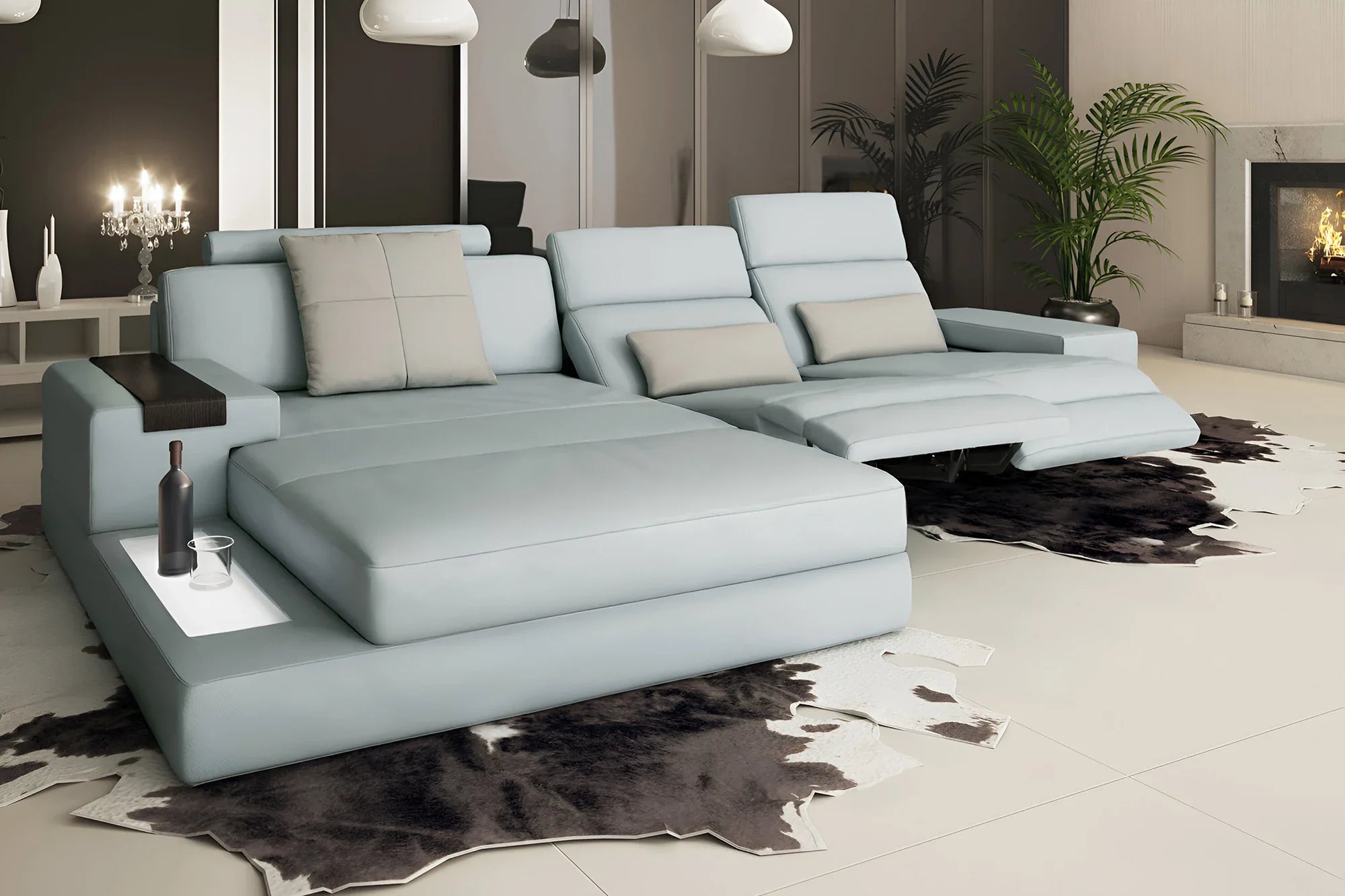Bruno III [S] Ledersofa mit Ottomane L-Form
