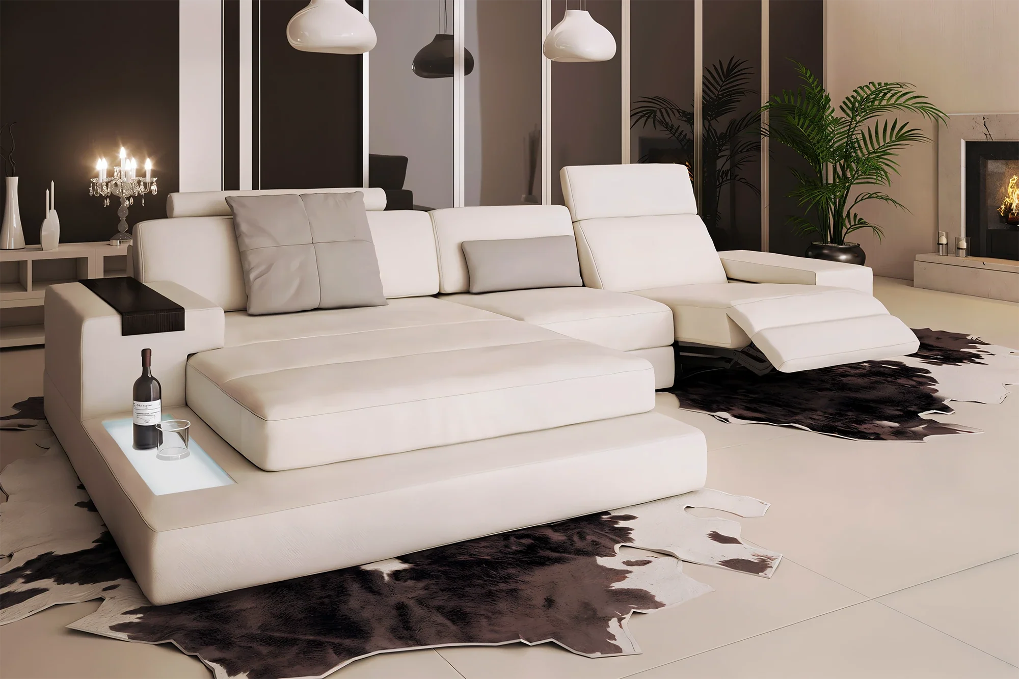 Bruno III [S] Ledersofa mit Ottomane L-Form