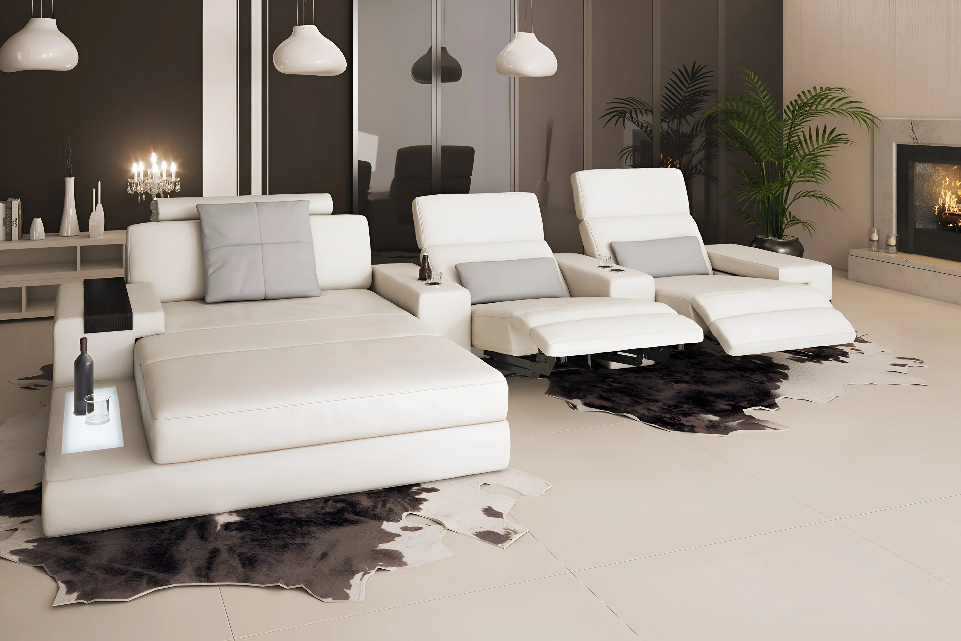 Bruno III [S] Ledersofa mit Ottomane L-Form