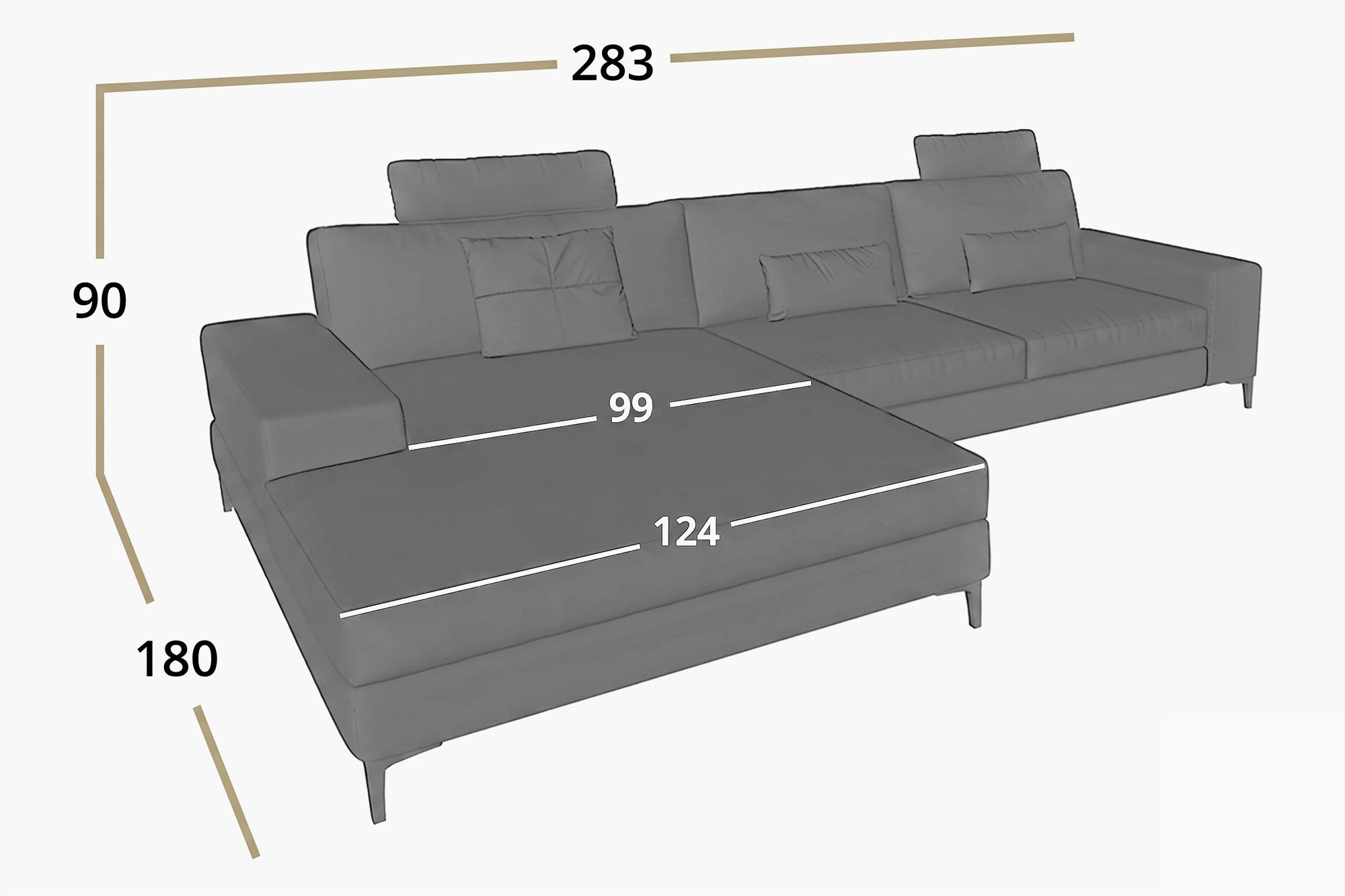 Maximilian III [P] Ledersofa mit Ottomane L-Form