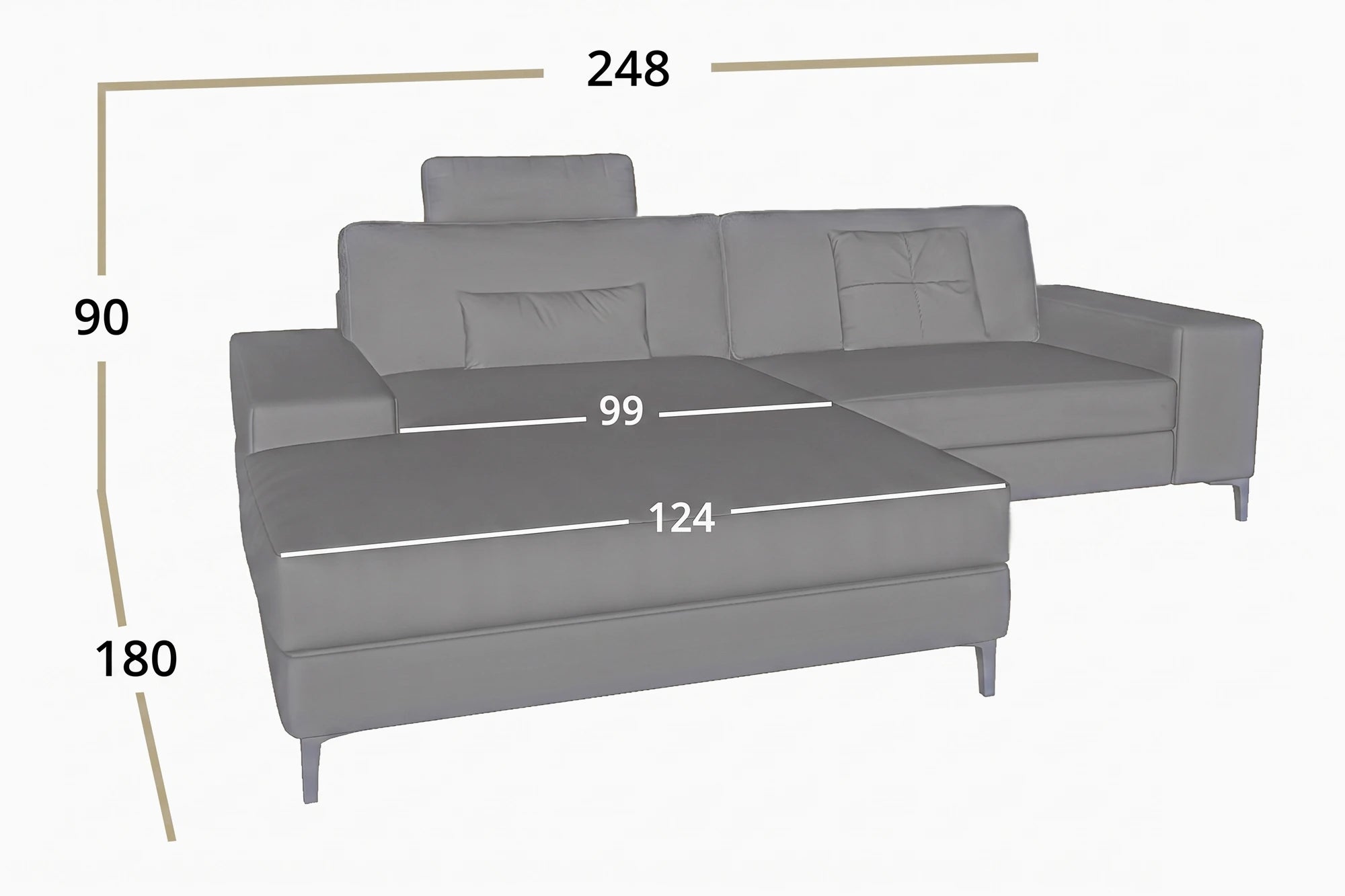 Maximilian IV [P] Kleines Ledersofa mit Ottomane L-Form