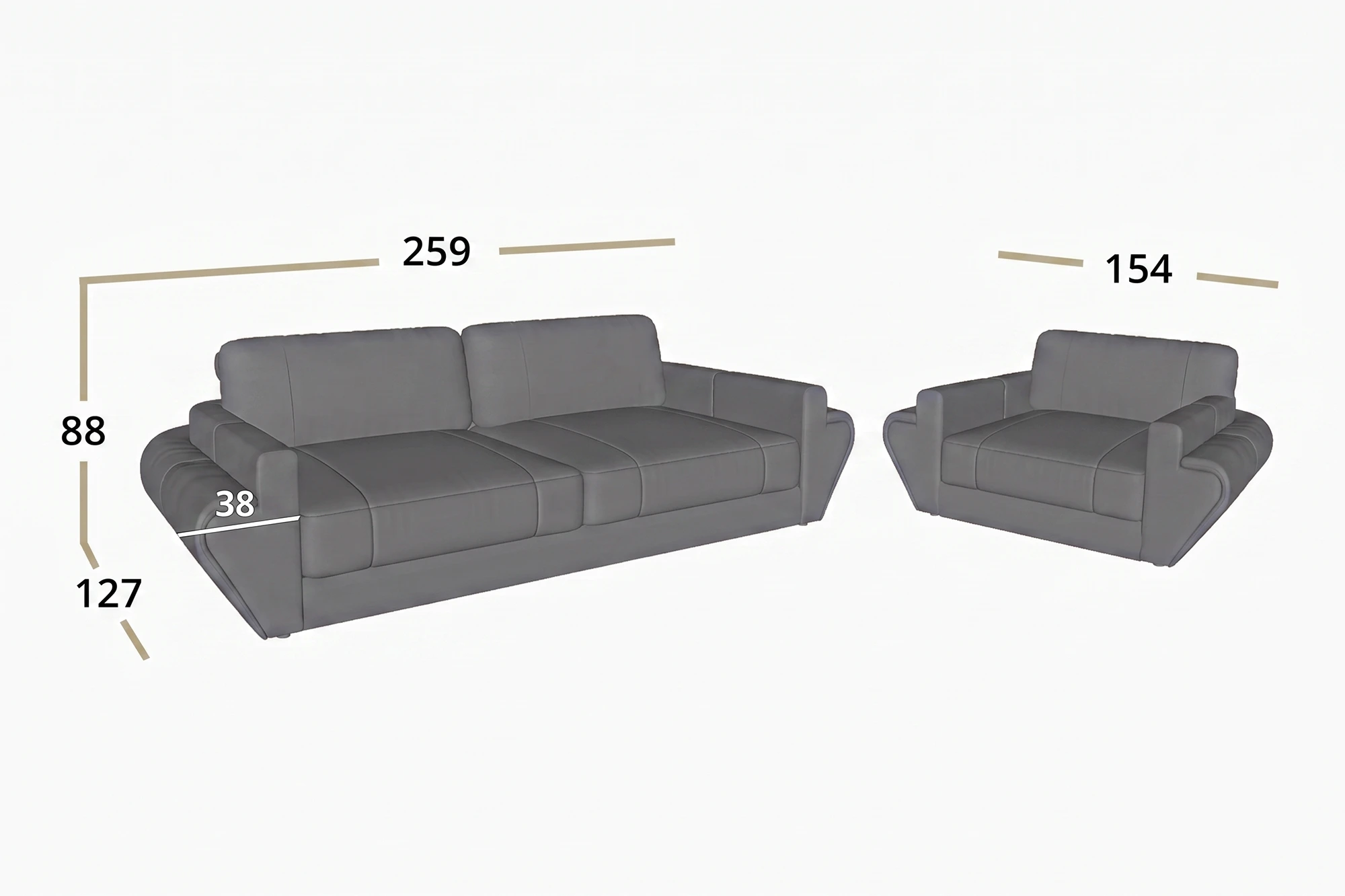Vincent [S] Ledersofa 3-Sitzer