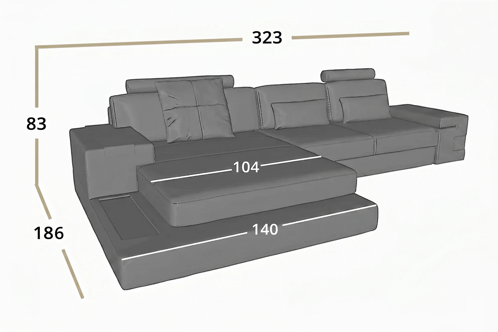 Bruno III [S] Ledersofa mit Ottomane L-Form