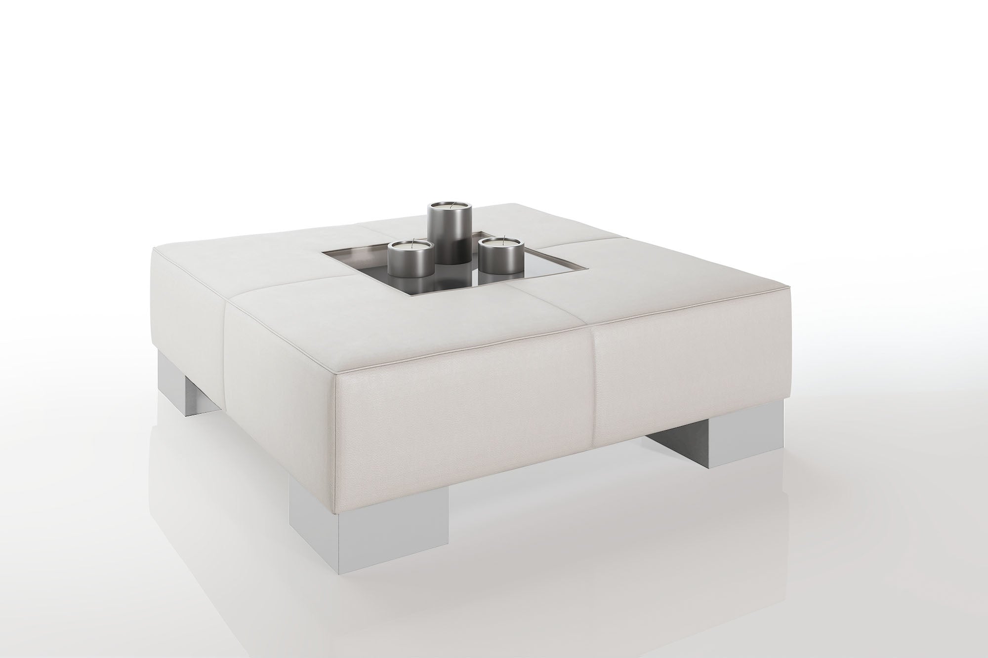 Como 89 cm Leder-Couchtisch mit hohen Holzfüßen