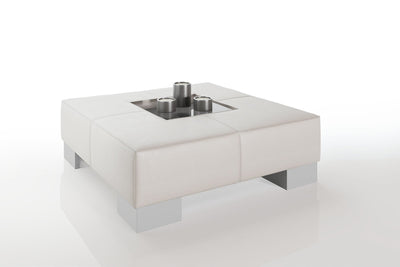 Como 89 cm Leder-Couchtisch mit hohen Holzfüßen