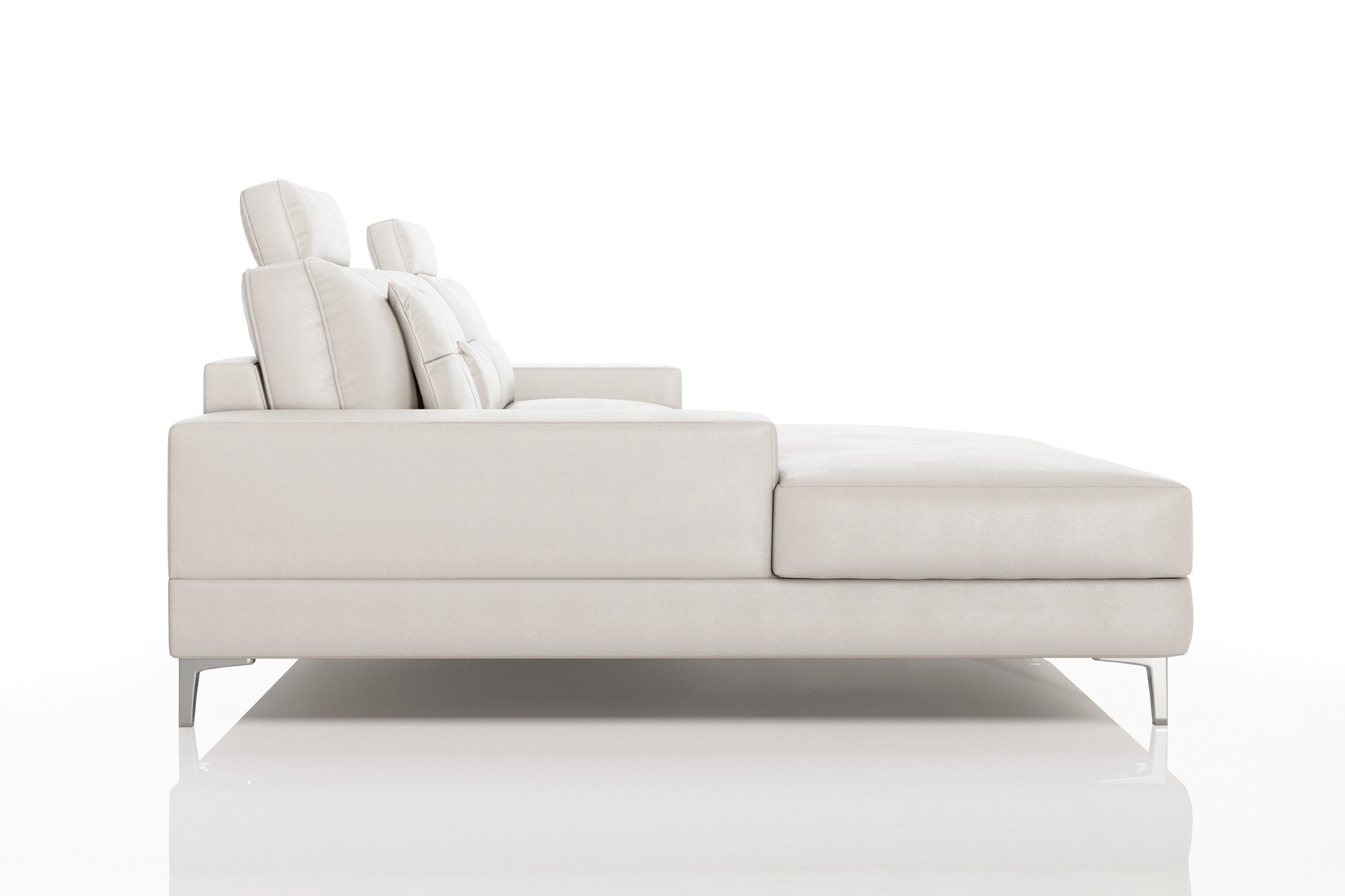 Maximilian III [P] Ledersofa mit Ottomane L-Form