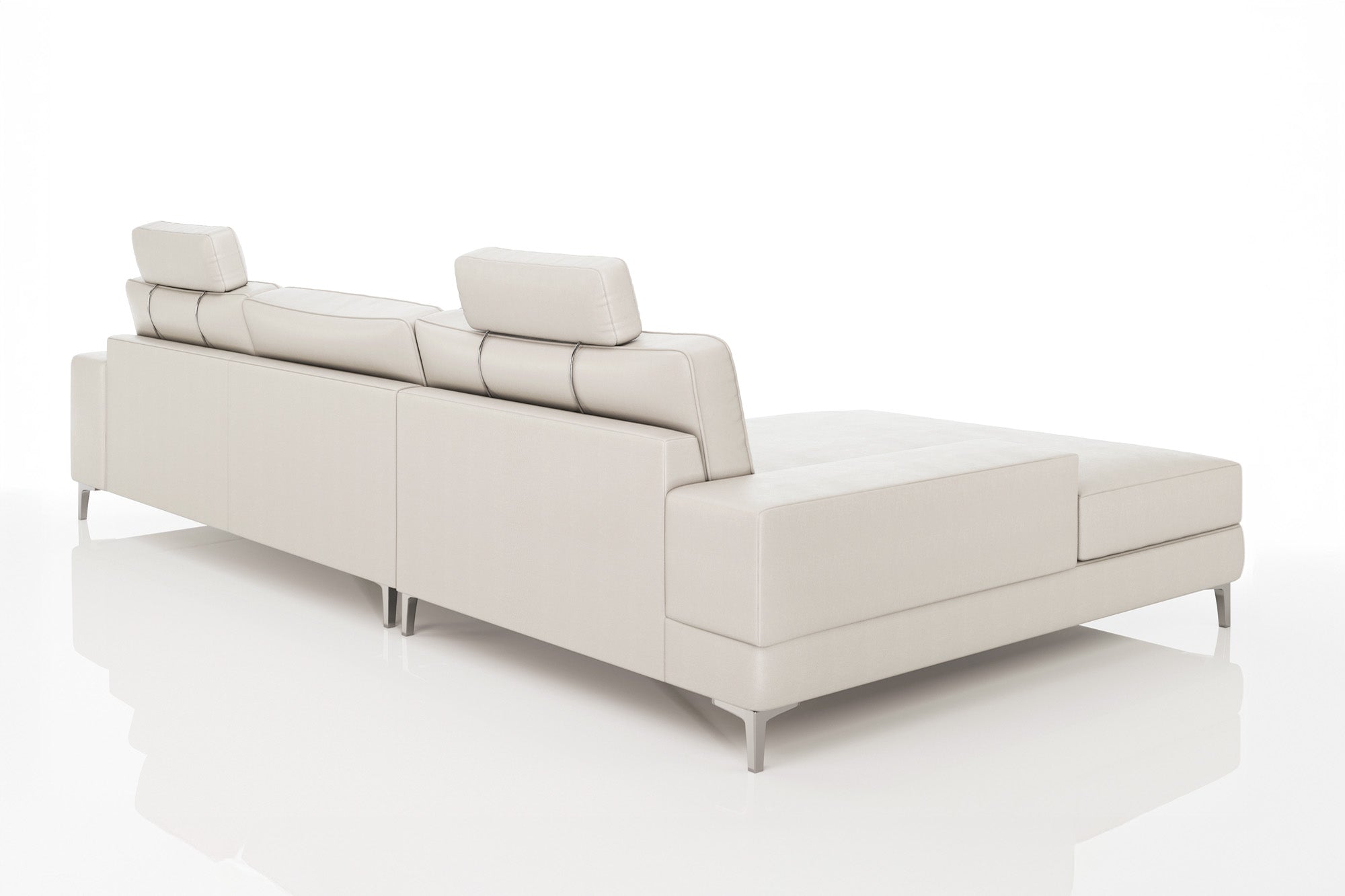 Maximilian III [P] Ledersofa mit Ottomane L-Form