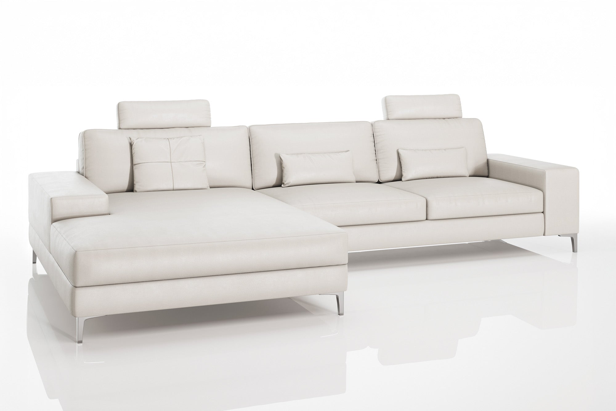Maximilian III [P] Ledersofa mit Ottomane L-Form