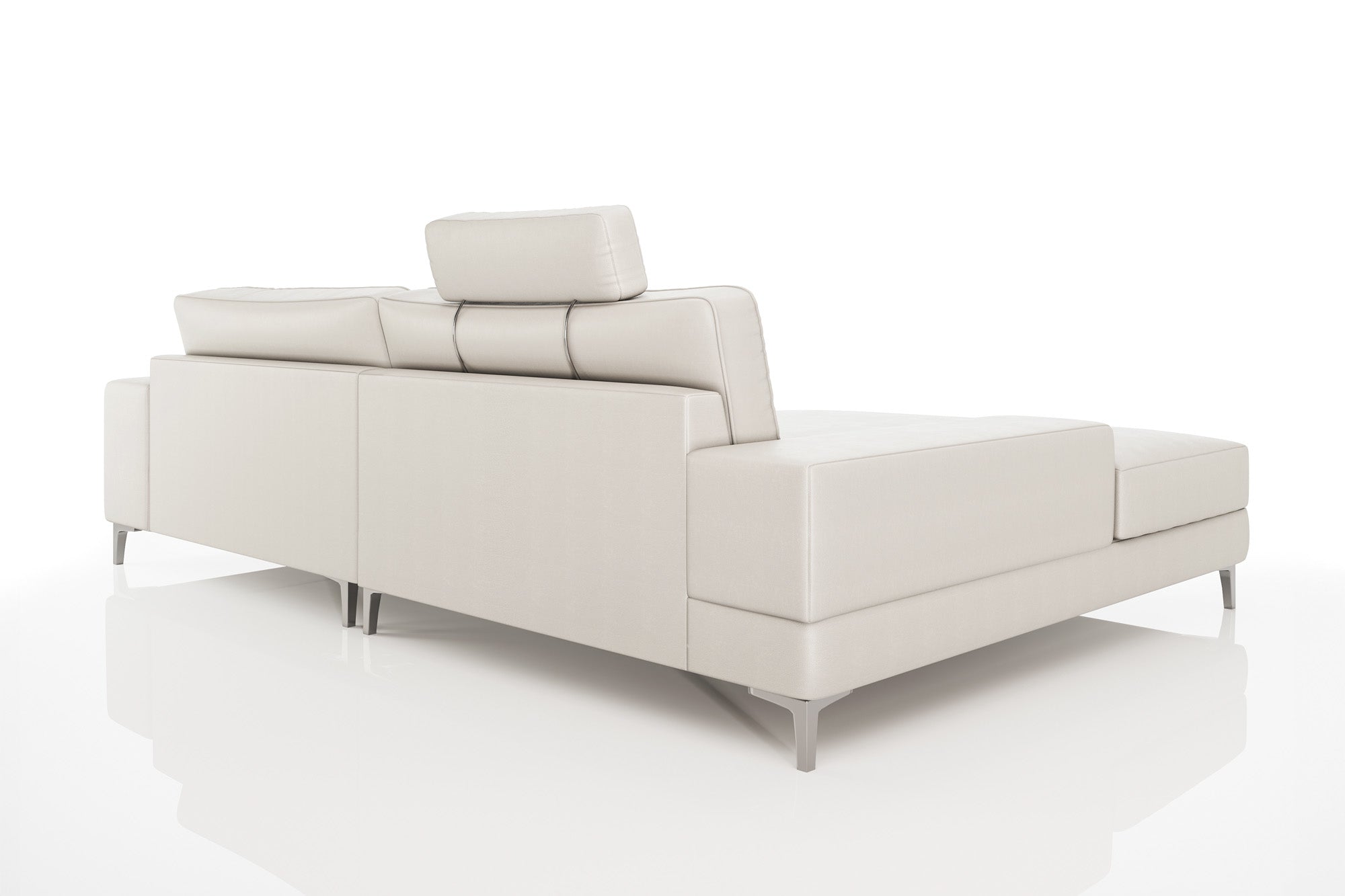 Maximilian IV [P] Kleines Ledersofa mit Ottomane L-Form