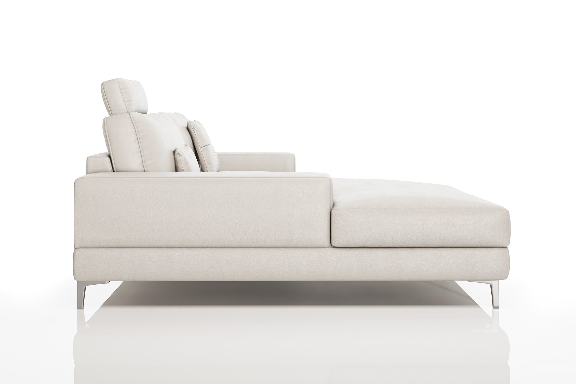 Maximilian IV [P] Kleines Ledersofa mit Ottomane L-Form