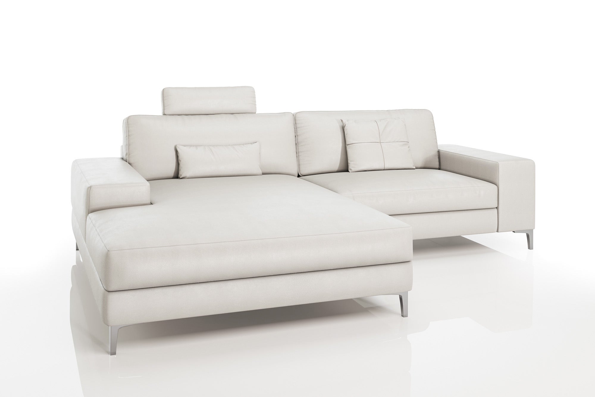 Maximilian IV [P] Kleines Ledersofa mit Ottomane L-Form