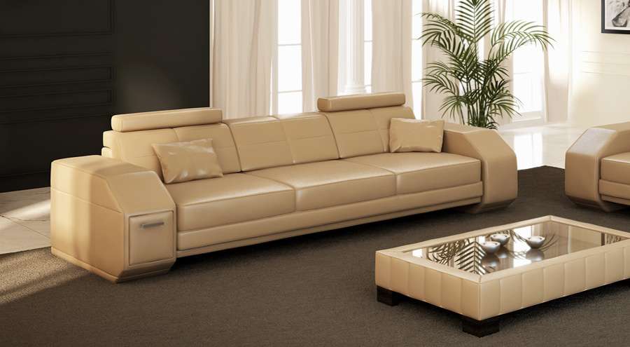 LUXUS LEDERGARNITUR FRANKFURT V - Moderne Couchgarnitur mit LED-Licht
